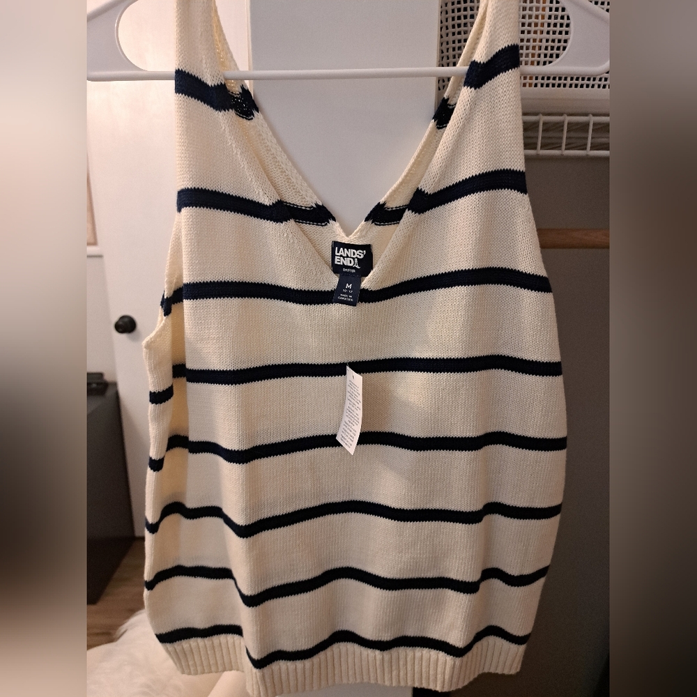 Lands' End Striped Knit Sweater Tank